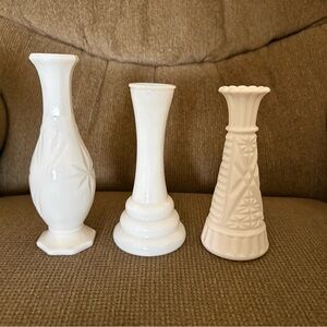 Elegant White Milk Glass Vases
